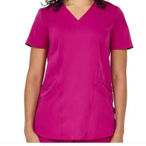 Women's Ava Therese V-Neck Scrub Set (top and bottom) in Raspberry